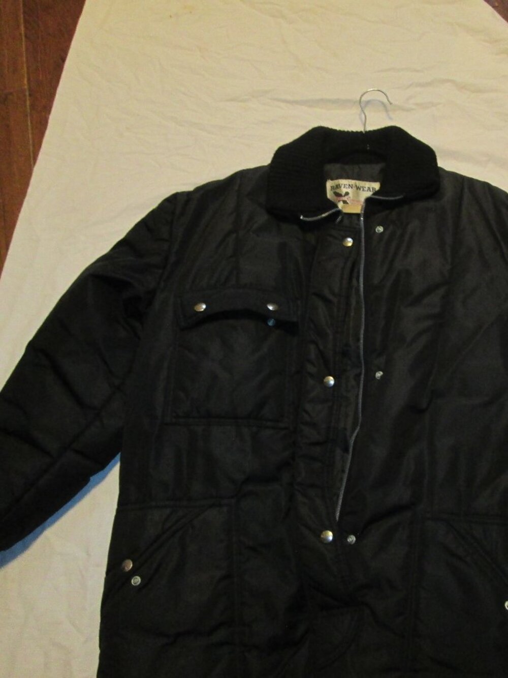 VINTAGE 70S rAVEN WEAR ONE PC SNOWSUIT MENS LG ZIP LEG SNAP POCKET KNIT COLLAR L
